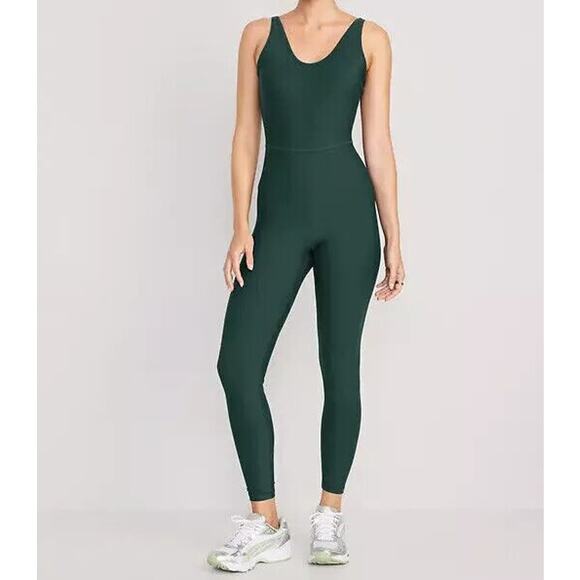Old Navy NWOT Active Powersoft Bodysuit Sz L Green Sleeveless Activewear Workout - Picture 1 of 5